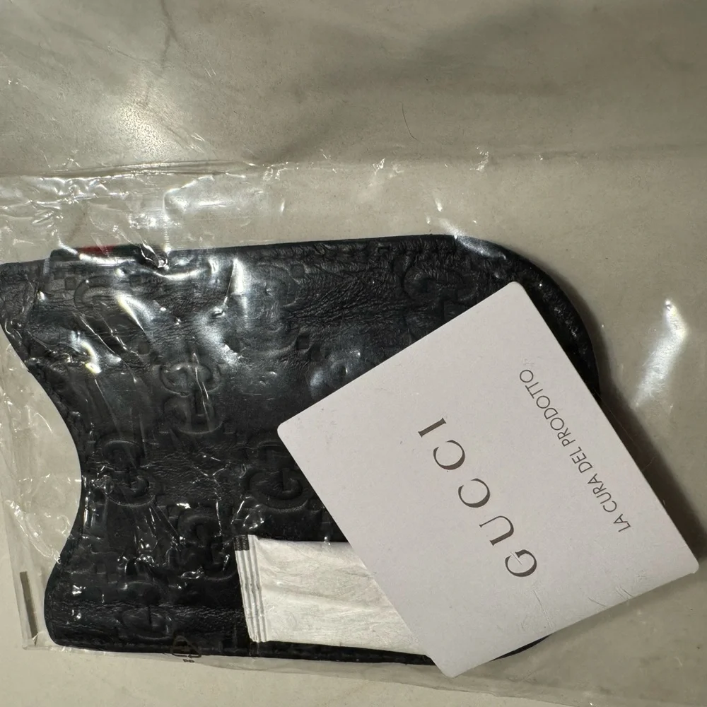 Gucci Black Leather Phone Case-Guccissima